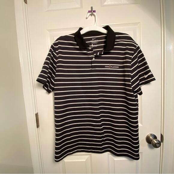 NIKE Golf Mens Polo Shirt Large The Players championship logo black stripe TPC - Picture 6 of 6